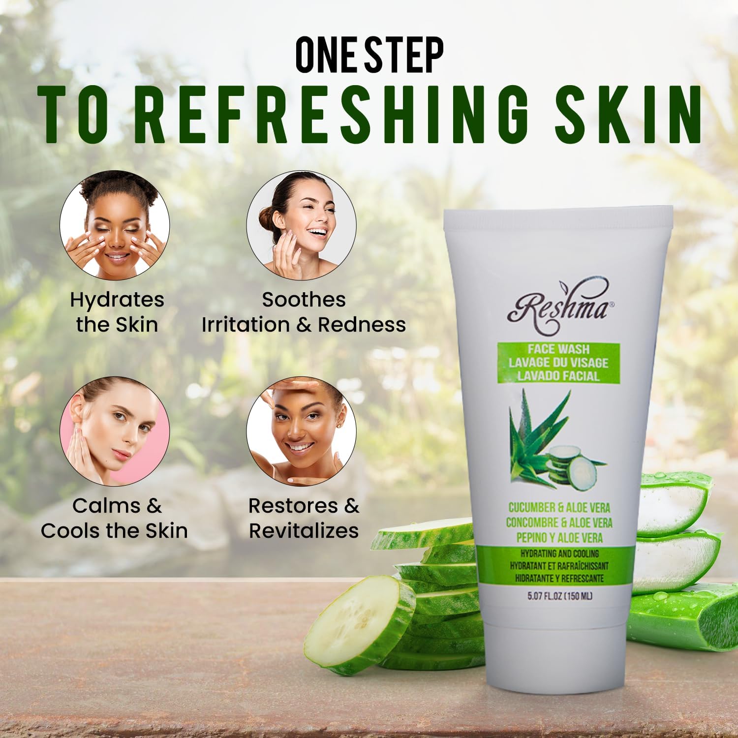 Reshma Beauty Cucumber & Aloe Vera Face Wash | Cleanser for All Skin Types & Dull Skin | Gentle Cleanser for Nourishing and Hydrating Skin| Removes Make Up| For Daily Use - Cruelty Free(Pack of 6)