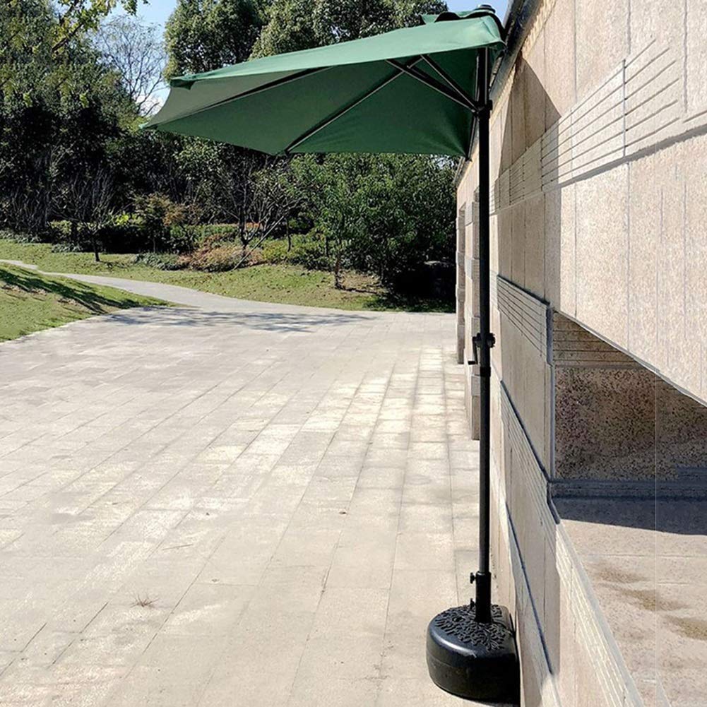 Ombrellone da Esterno da 9 'Mezzo Tondo, Parasole da Parete con manovella a 5 Stecche, Riparo per Il Mercato, Tavolo da Giardino (Colore: Verde Scuro)