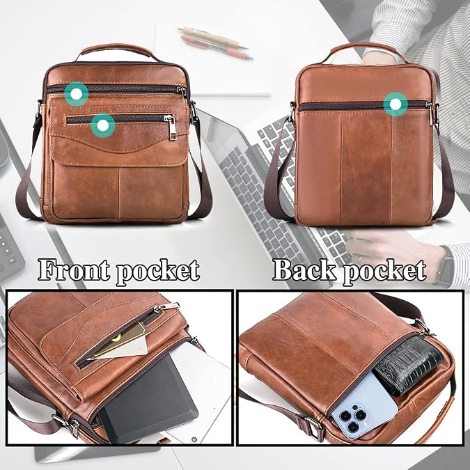 BAGZY Men's Crossbody Bag Genuine Leather Small Shoulder Bag for Men Business Backpacks Handbags Travel Bags