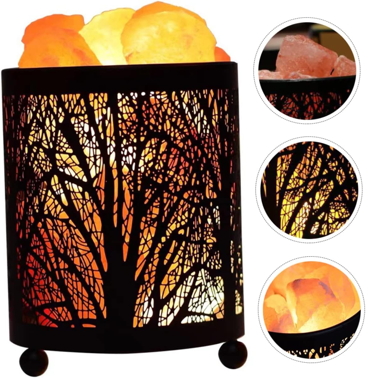 VILLCASE Himalayan with Iron Basket Decorative Accent Lamp for Bedroom Living Unique Handcrafted Night Light for Indoor Home Decor US Plug