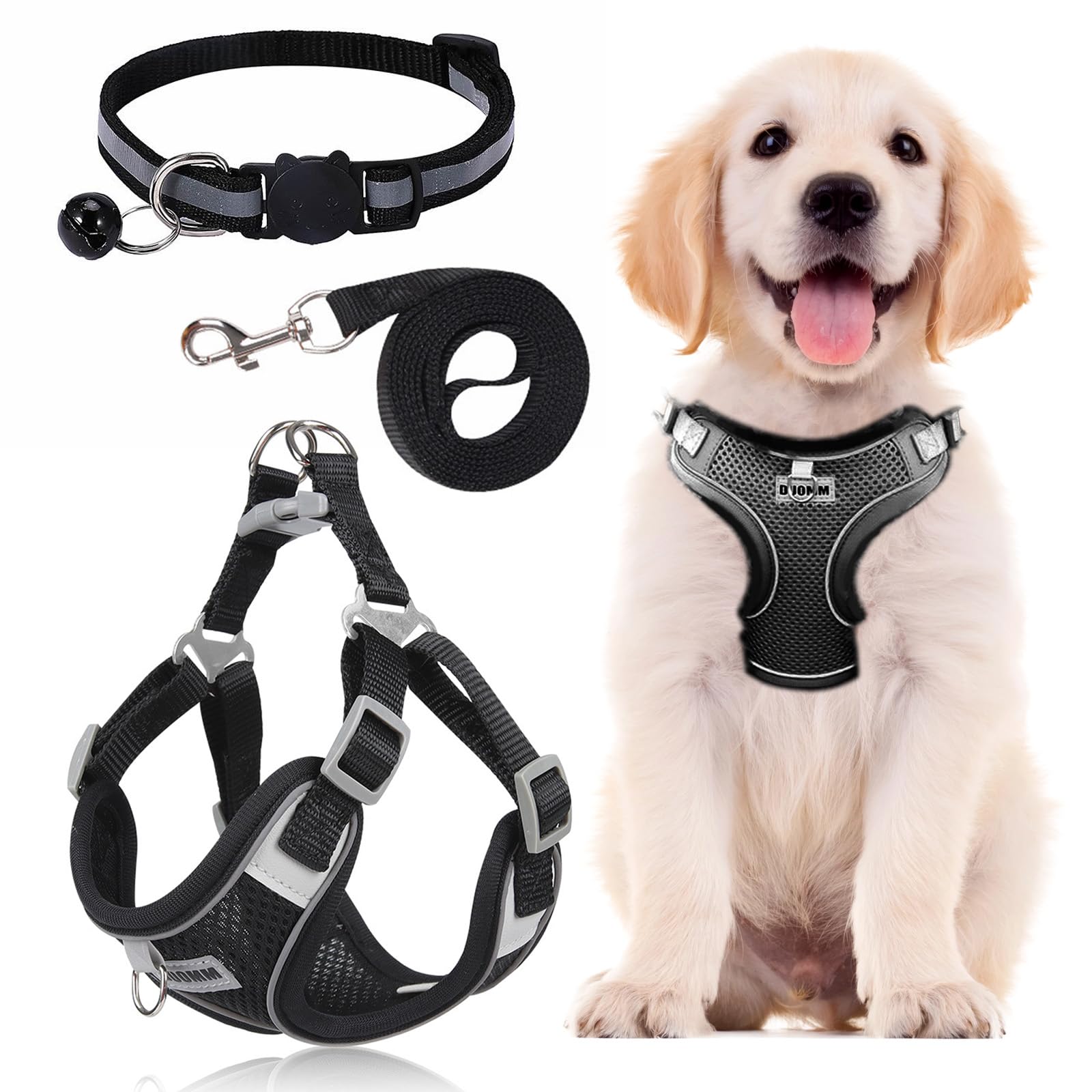 Dog Harness Medium Breathable Vest, Step-in Cat Puppy Collars and Lead Sets