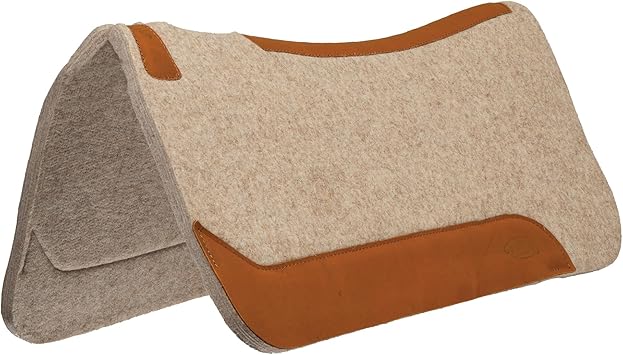 Weaver Equine 33" x 32" Contoured Wool Blend Felt Horse Saddle Pad, Shock Absorbing Western Saddle Pad for Protection, Durable Equine Supplies, Tan