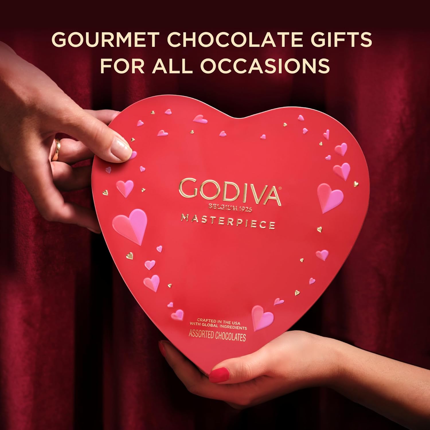 Godiva Gold Heart Belgian Chocolate Box, Assorted Chocolates with Ganache and Pralinés, Elegant Gift for Her, 14 Pc