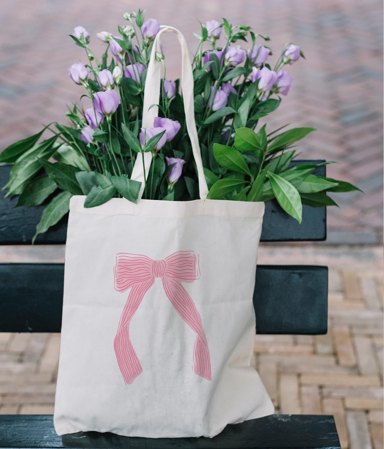 Coquette Pink Bow Canvas Tote Bag Aesthetic, Bow Beach Tote Bag, Trendy Gifts for Women 2025, Teen Girl Gifts Trendy Stuff, Shopping Bags - Image 2