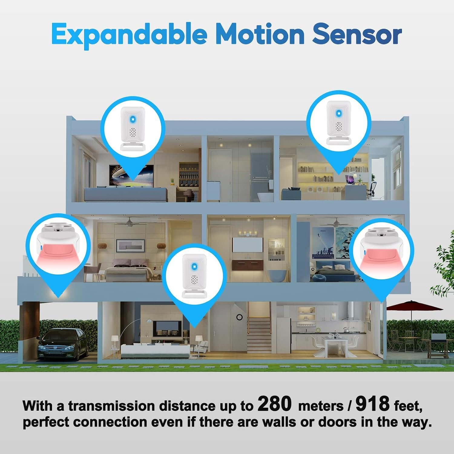 QOKLIYUI Campanello per porta con sensore wireless, efficiente,sensori
