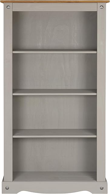 Corona Grey Wax Medium Bookcase, Mexican Pine
