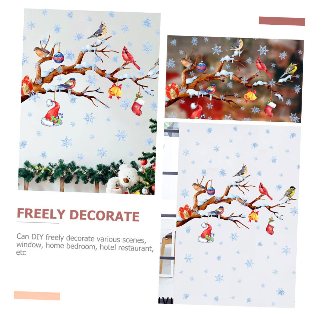 Zerodeko 5blätter Weihnachtliche Fensteraufkleber Selbstklebende Dekoration Für Fenster Und Türen Wiederverwendbar Mit Weihnachtsmotiven Wie Tannenbäumen Und Schneeflocken Für