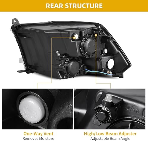 Miniatura 4 de DWVO Juego de faros delanteros compatibles con Dodge Ram 1500 2500 3500 modelo 2009 a 20182019-2022 Ram 1500 Classic Pickup Quad. Faro delantero de