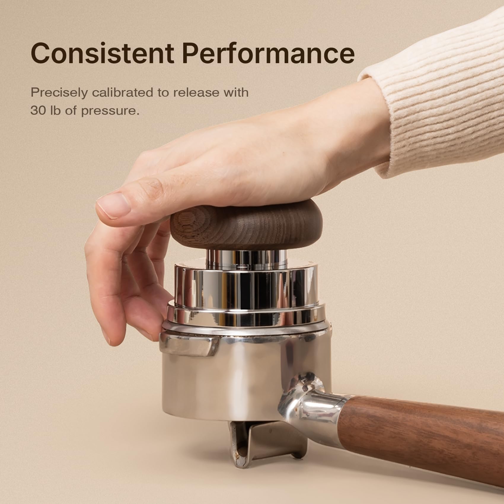 TIMEMORE Juego de prensos, 58,4 mm con herramienta WDT, prensa autonivelante y distribuidor de gravedad para la preparación profesional de café – Excursión de madera