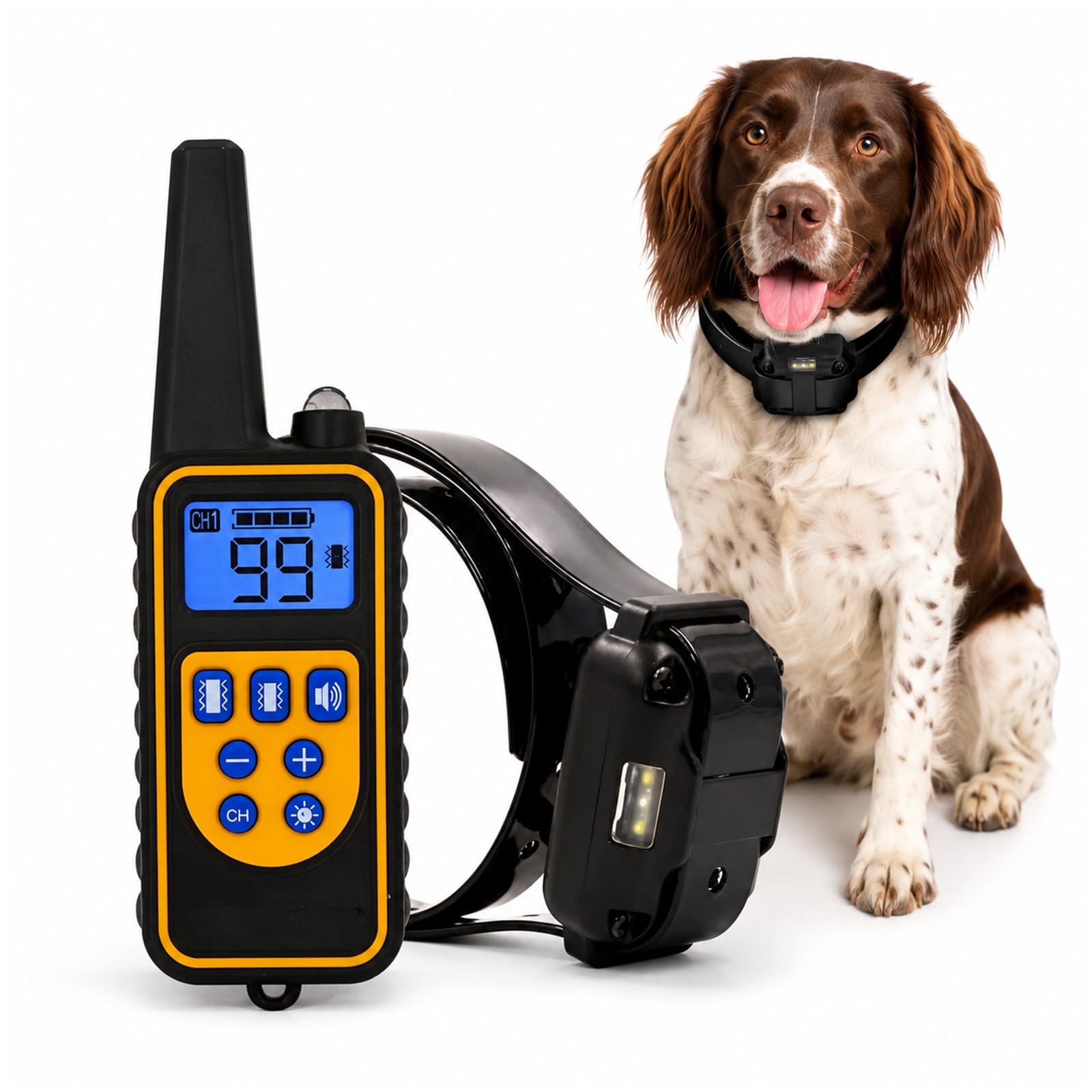 Collar de Adiestramiento para Perros con Control Remoto Inalámbrico, Collar Antiladridos Perros Pequeños, Modos de Pitido, Luz LED, Vibración y Fuerte Vibración, 500 Metros De Alcance