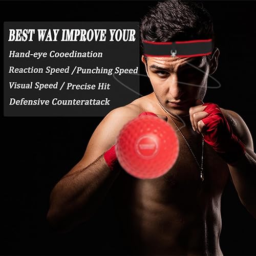 Miniatura 2 de Pelota refleja de boxeo para niños y adultos, pelota de boxeo de 4 niveles con 2 diademas ajustables, equipo de boxeo, pelota de boxeo ideal para