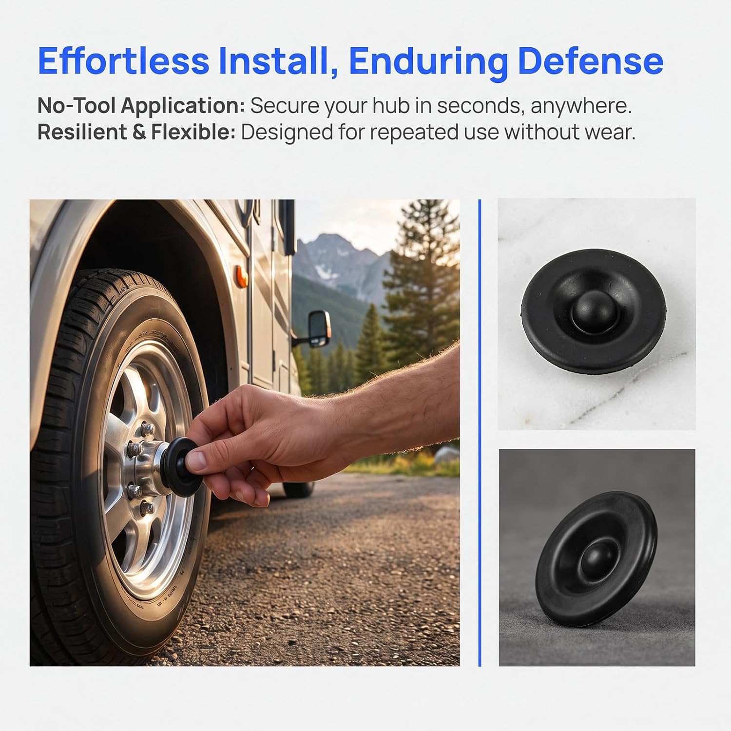 6pcs Rubber Trailer Axle Hub Dust Plug 37mm Waterproof Black