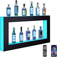 Vista 14 de VEVOR Exhibidor de Botellas de Licor con Iluminación LED, 3 Niveles de 40 Pulgadas, Compatible con USB, Estante de Bar Iluminado para el Hogar