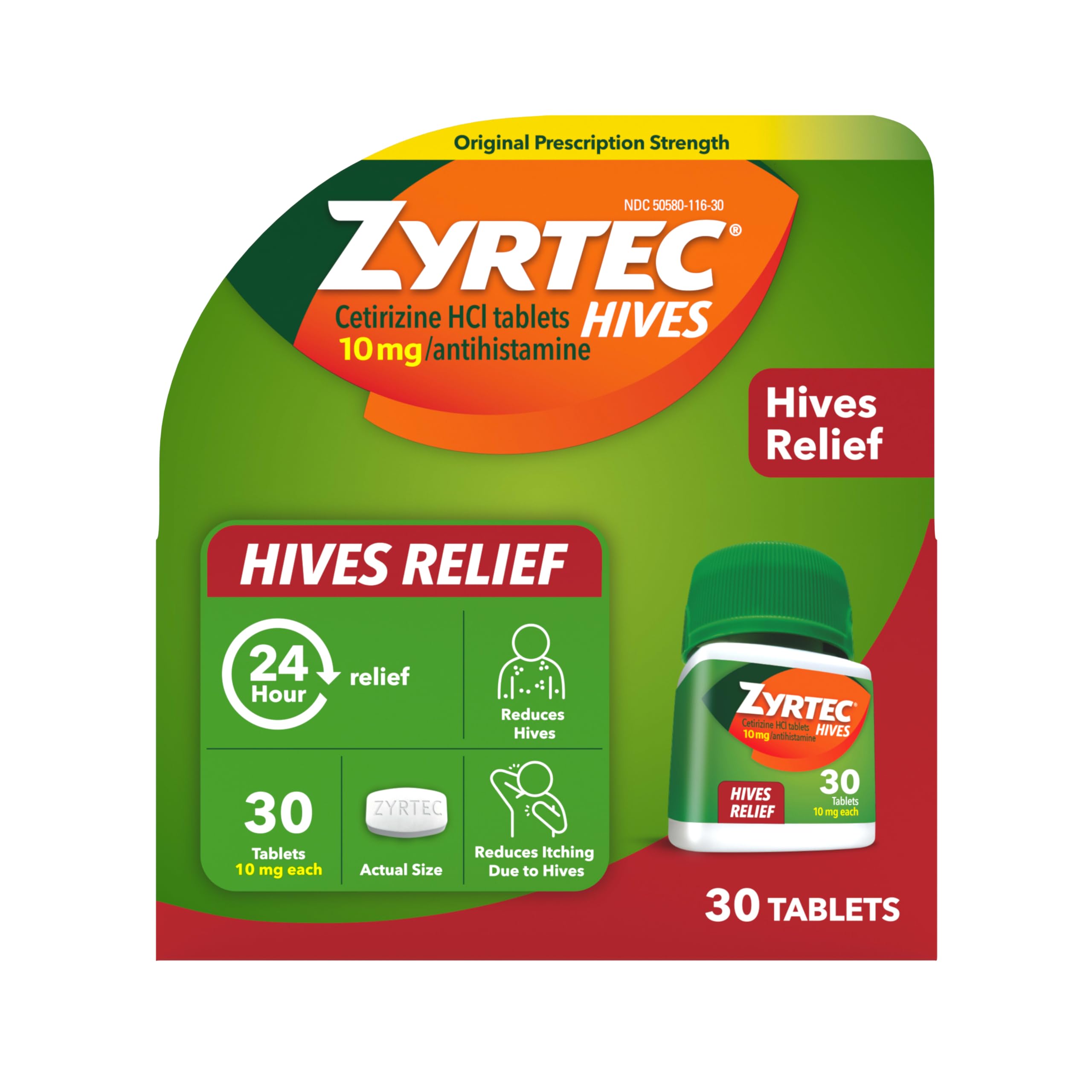 Zyrtec 24 Hour Hives Relief 30 Count