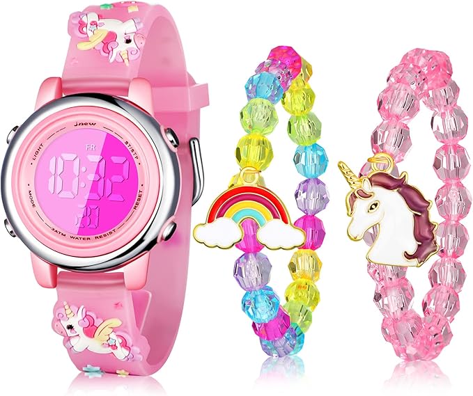 3 Pieces Kids Unicorn Watch and Unicorn Bracelet Toddler Digital Watch
