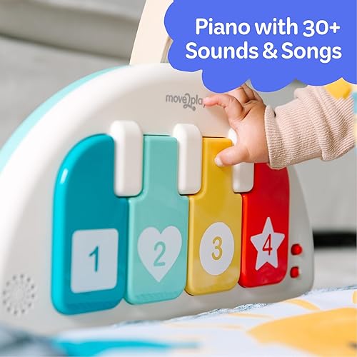 Miniatura 3 de Move2Play Gimnasio de juego para bebés, tapete de actividad suave con juguetes sensoriales, música, espejo y soporte para el tiempo boca abajo,