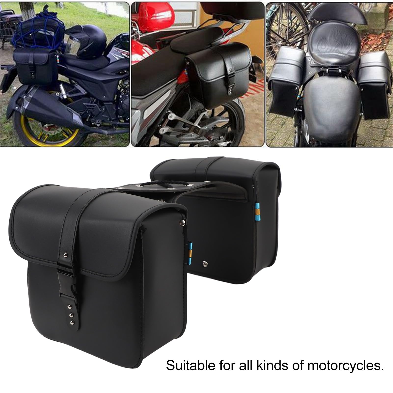Sakwy motocyklowe, uniwersalne torby podsiodłowe ze skóry PU, boczne narzędzia motocyklowe, torba bagaż rowerowy Wodoodporne sakwy zarzucane na siodełka Skośne etui Pudełko sakwy