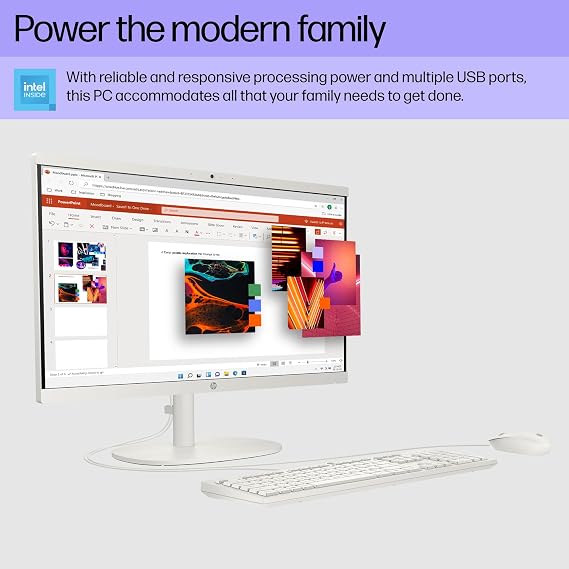HP 21.45 inch All-in-One Desktop PC, FHD Display, Intel Processor N200, 8 GB RAM, 512 GB SSD, Intel UHD Graphics, Windows 11 Home, Cashmere White, 22-dg0440 (2025)