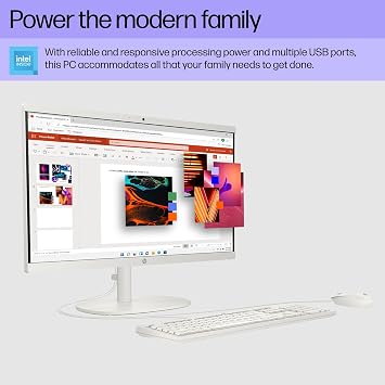 HP 21.45 inch All-in-One Desktop PC, FHD Display, Intel Processor N200, 8 GB RAM, 512 GB SSD, Intel UHD Graphics, Windows 11 Home, Cashmere White, 22-dg0440 (2025)