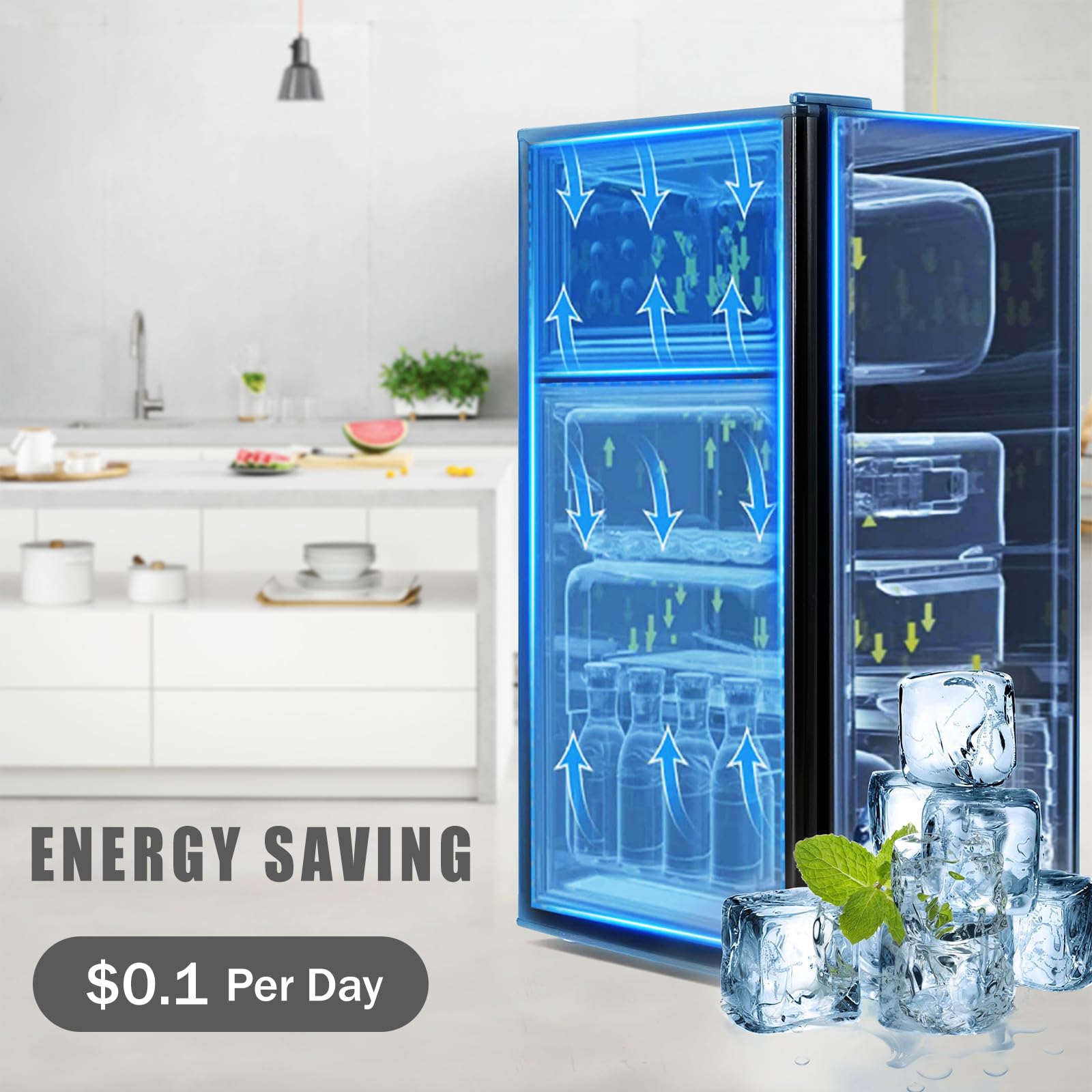 Mini Fridge With Freezer Silver 3.5 Cu.Ft Compact Refrigerator Small For Home, Office, Dorm, RV, Apartment With Adjustable Mechanical Thermostat 2-Door Design on Fridge.com - View 5