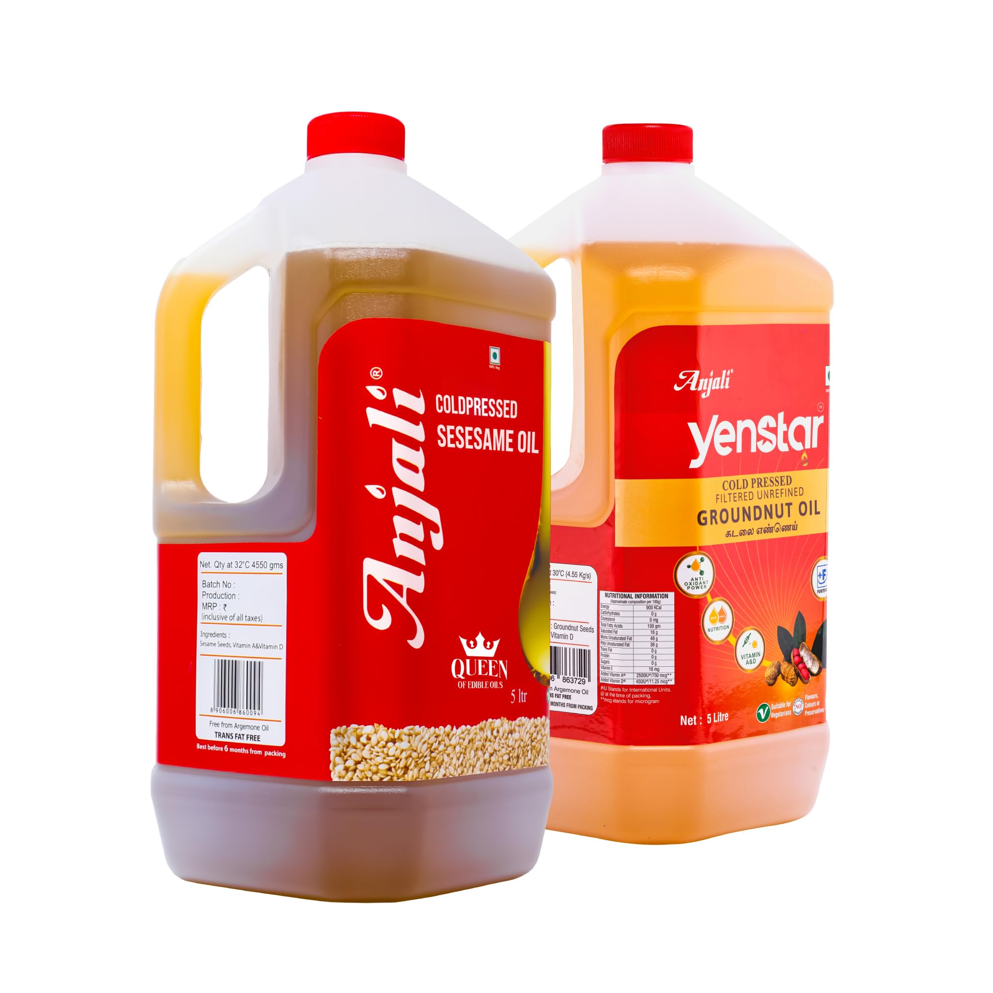 Anjali Cold Pressed Gingelly / Sesame Oil (Gingelly & GroundnutOil 10 Litre Combo)