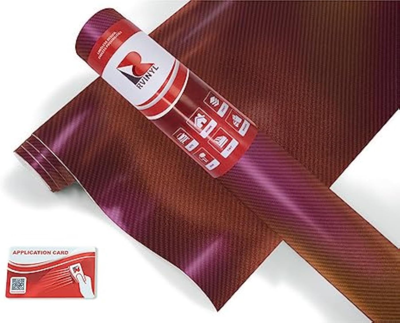 Rwraps 3D Carbon Fiber Vinyl Car Wrap Film Sheet Roll with Air Release Technology - 5ft x 6ft, Purple