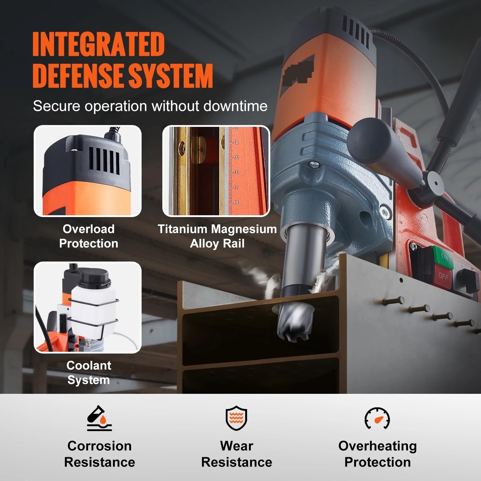 Taladro de columna Taladro eléctrico de 1300 W y 1400 W, 2 pulgadas, prensa de taladro magnético, diámetro de perforación, taladro eléctrico, liberación de 1 segundo.(1Drill 50mm 1550W)