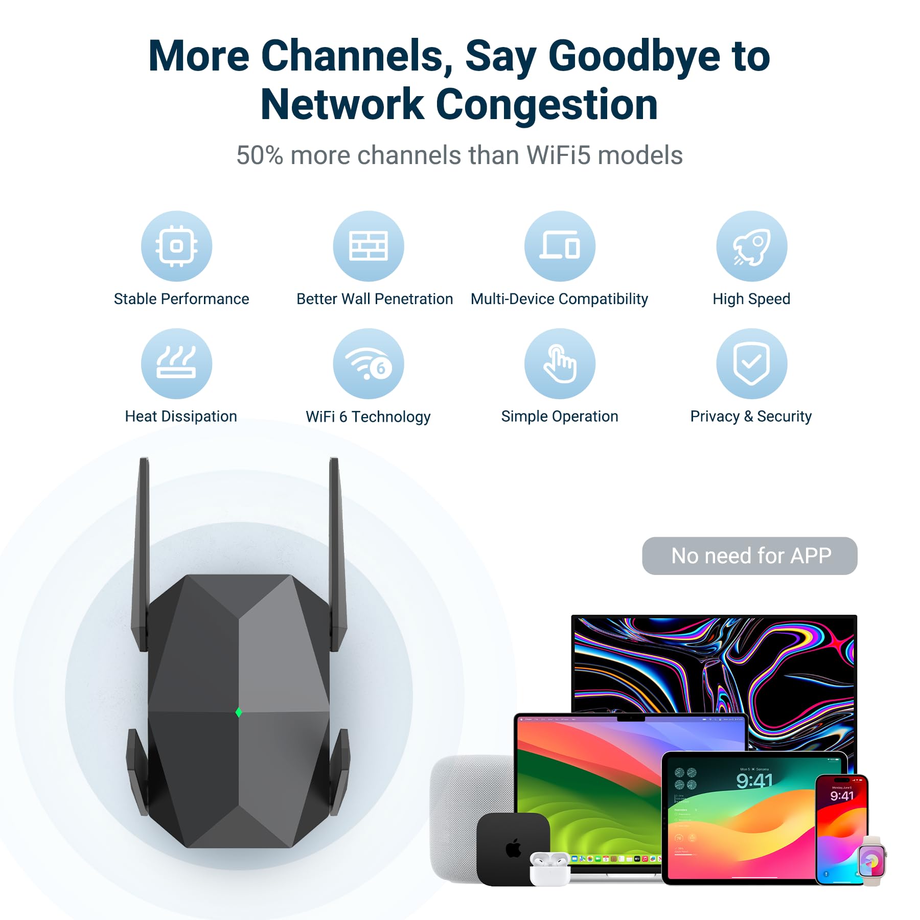 2026 AX3000 WiFi 6 Extender Signal Booster, Multi-Link Connettività Internet Extender WiFi Booster per la casa, ripetitore WiFi Dual Band a lungo raggio, fino a 19000 piedi quadrati, facile