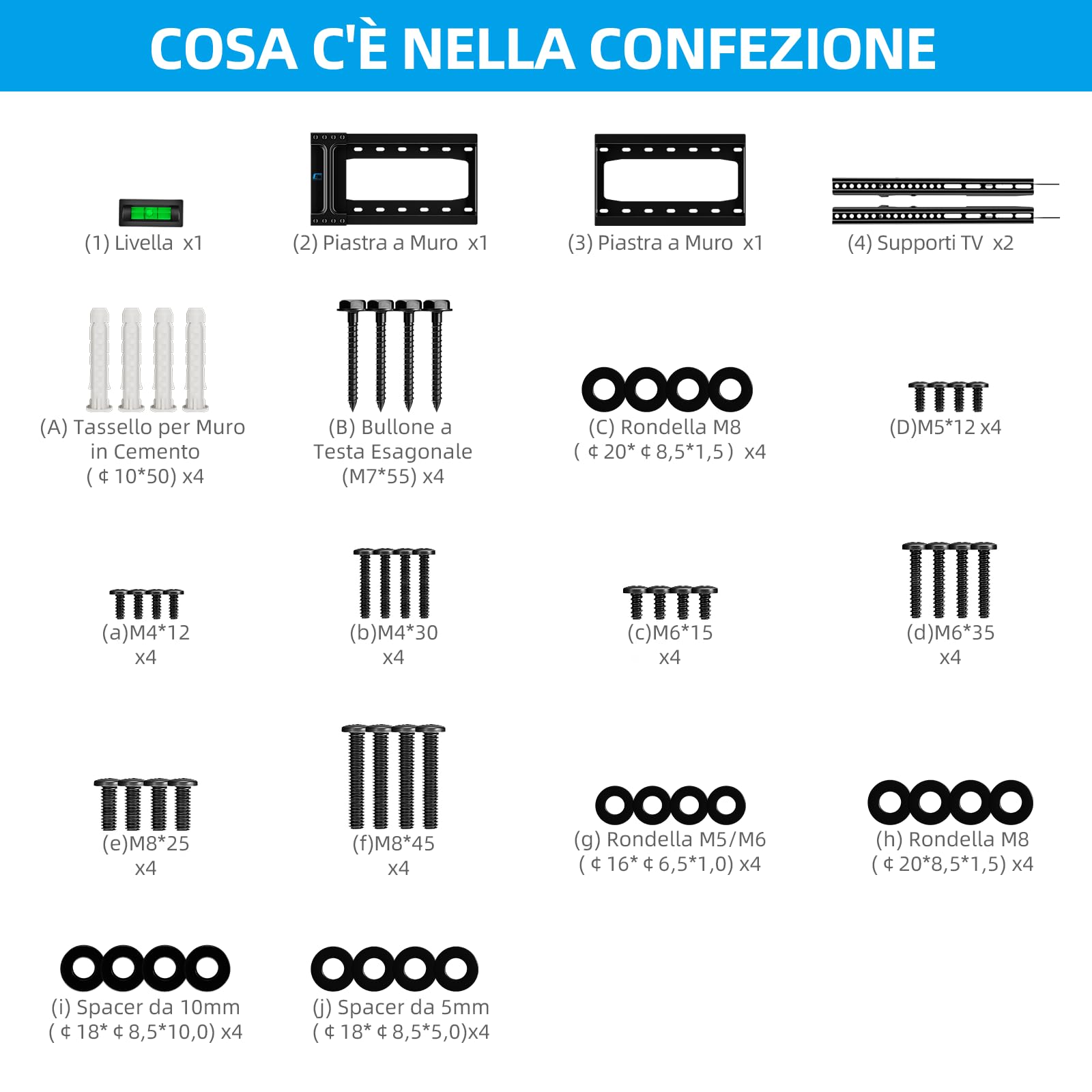 HOME VISION Supporto da parete inclinabile per TV piatto/curvo da 32-75 pollici fino a 74,8 kg, resistente supporto per TV inclinabile, grande staffa per TV a basso profilo, adatta a perno da