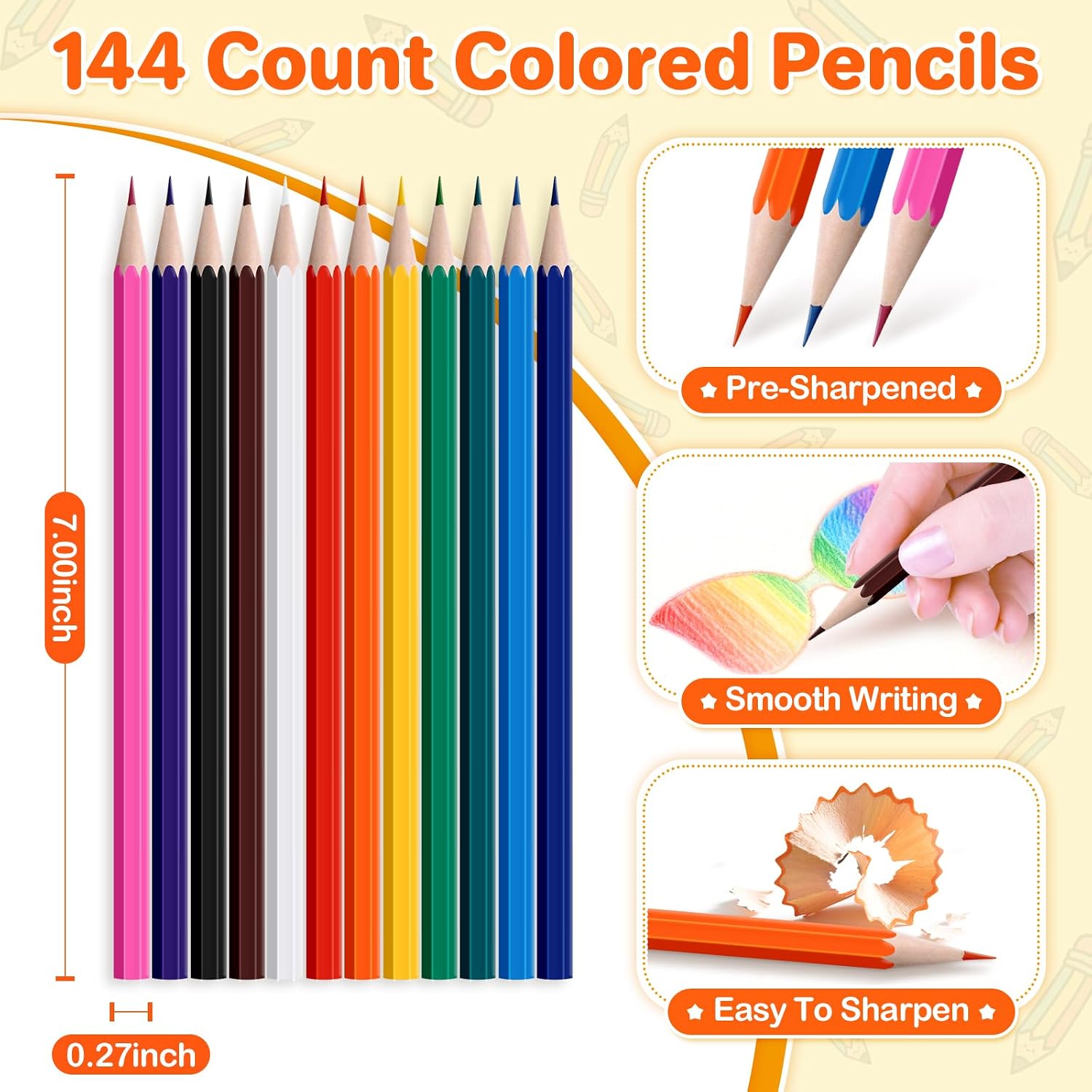 144 Pcs Colored Pencils Bulk Set for Kids, Pre-sharpened Coloring Pencil | 12 Pack 12 Colors, Erasable Color Pencils', School Supplies for Kids Teachers, Back to School Supplies