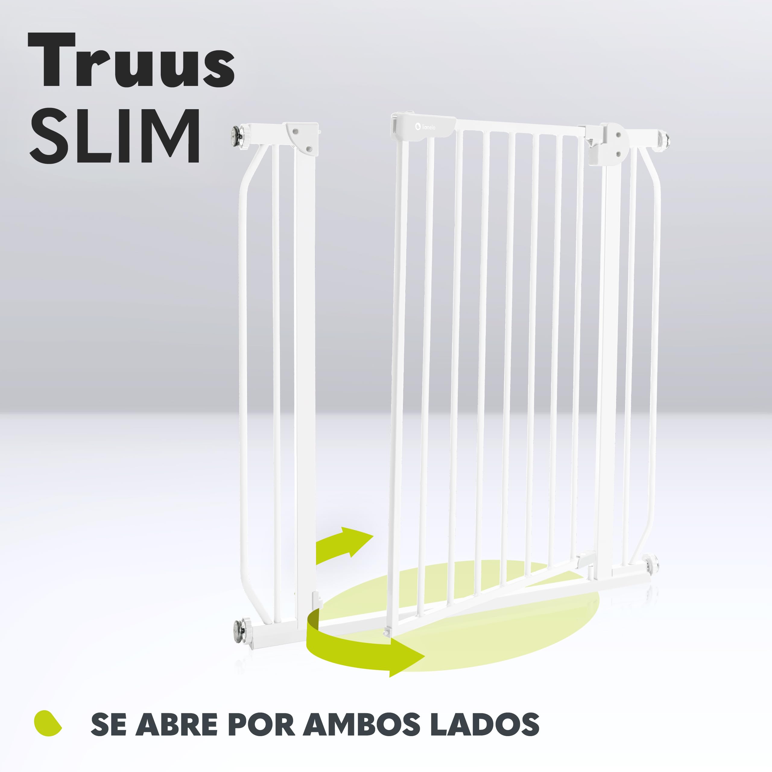 LIONELO Truus Slim - Rejilla de protección para escaleras, sin taladrar, Rejilla Protectora para Puerta, Rejilla para Puerta para bebé, Metal, Ancho de 75 a 105 cm, Ajustable