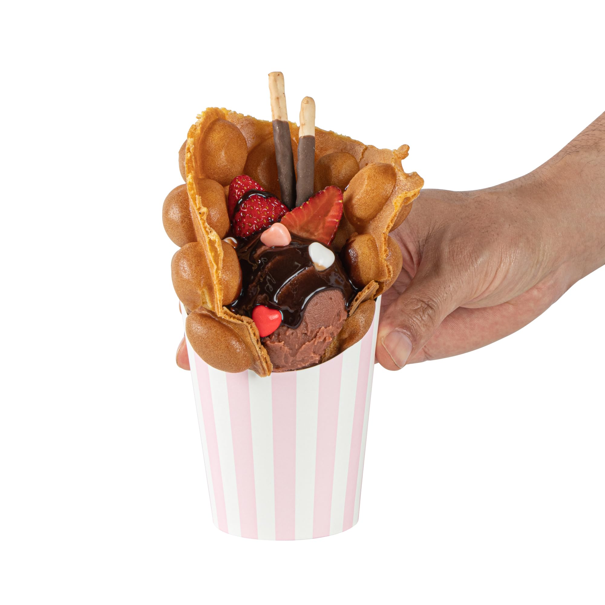 Restaurantware Bio Tek - Recipientes para patatas fritas de 12 onzas, 100 vasos desechables para charcutería, diseño inclinado, redondos, a rayas, para papas fritas o palomitas de maíz
