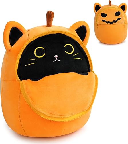 Miniatura 1 de Lindo juguete de almohada de peluche con diseño de calabaza y gato
