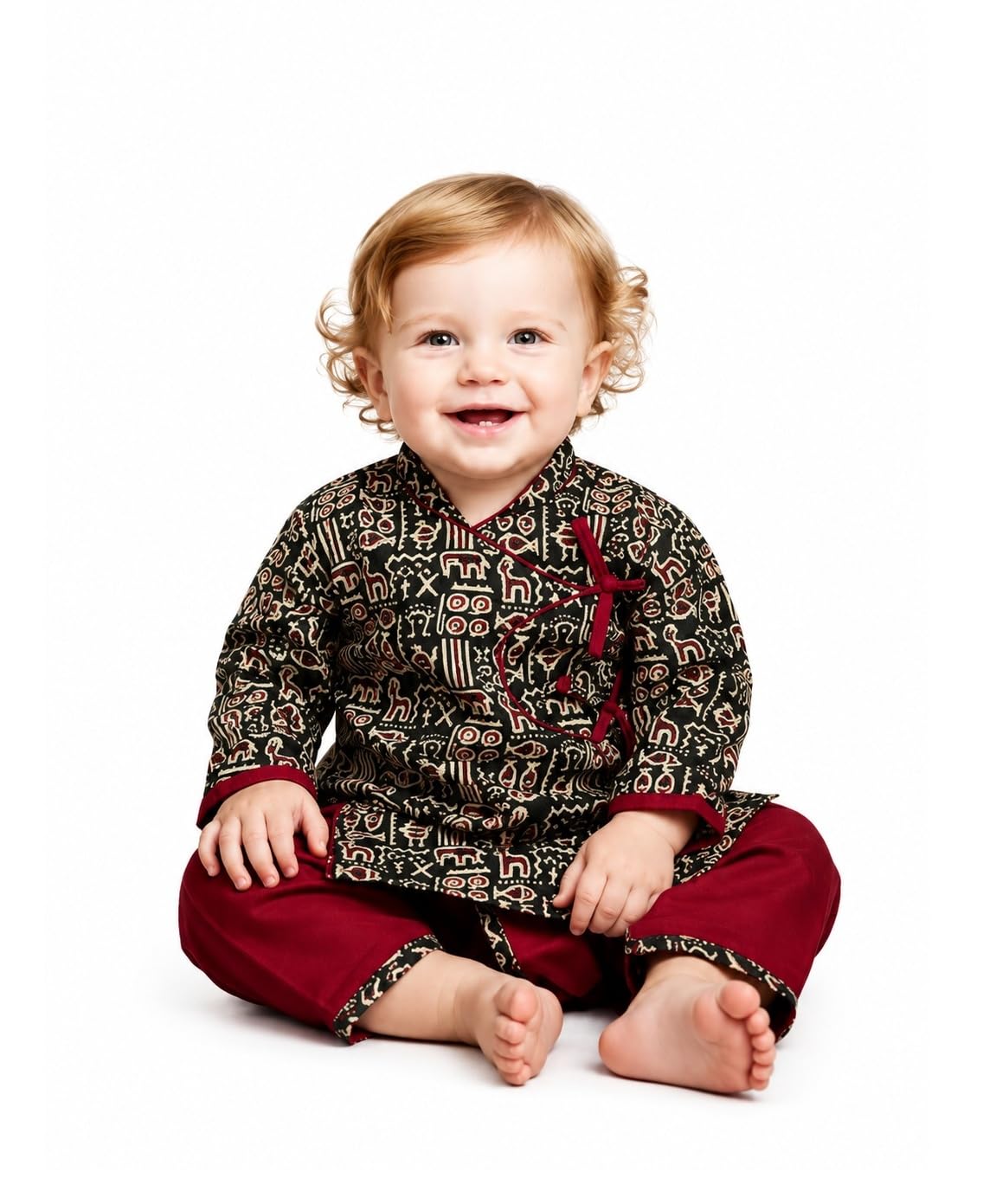 Cotton Printed Dhoti Kurta Set for Baby Boys | Elegant Ethnic Festive Outfit with Comfortable Traditional Styling-image-25