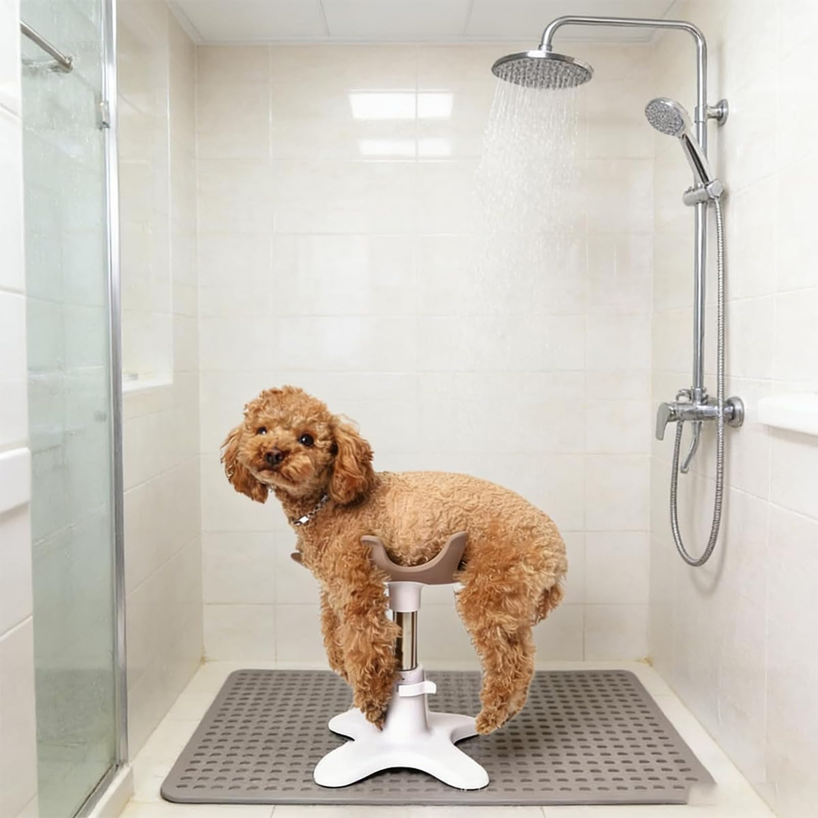 Soporte para Aseo De Perros, Soporte Giratorio para Perros, Soporte De Goma para Mascotas, Altura Ajustable De 9.3 A 13.2 Pulgadas, para Bañar, Recortar Y Criar Pink