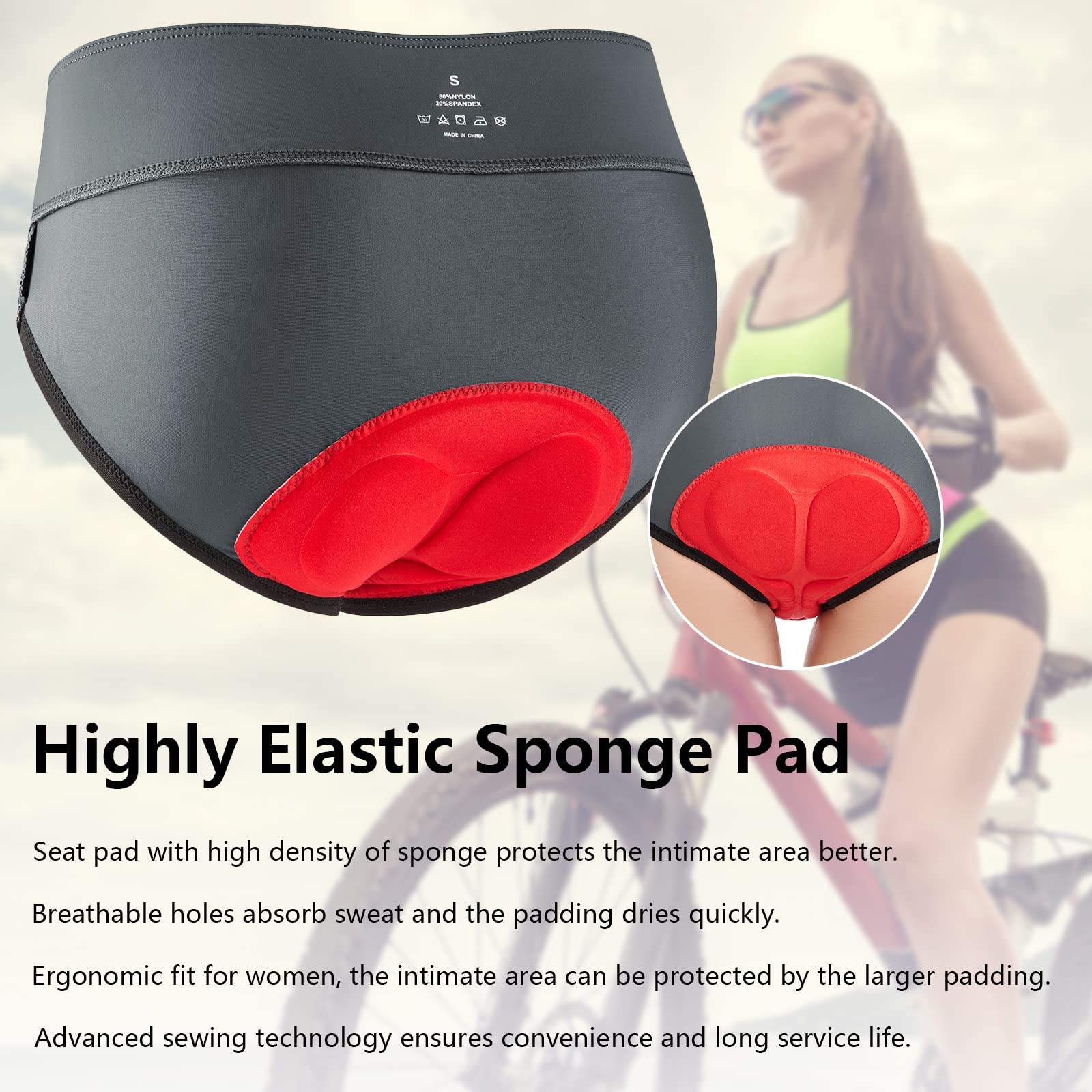 TBoonor Pantaloni Ciclismo Donna Triangolo Imbottite Pantaloncini da Ciclismo Antiscivolo Traspiranti da Ciclismo ad Asciugatura Rapida da Donna Imbottiti Pantaloncini Bicicletta