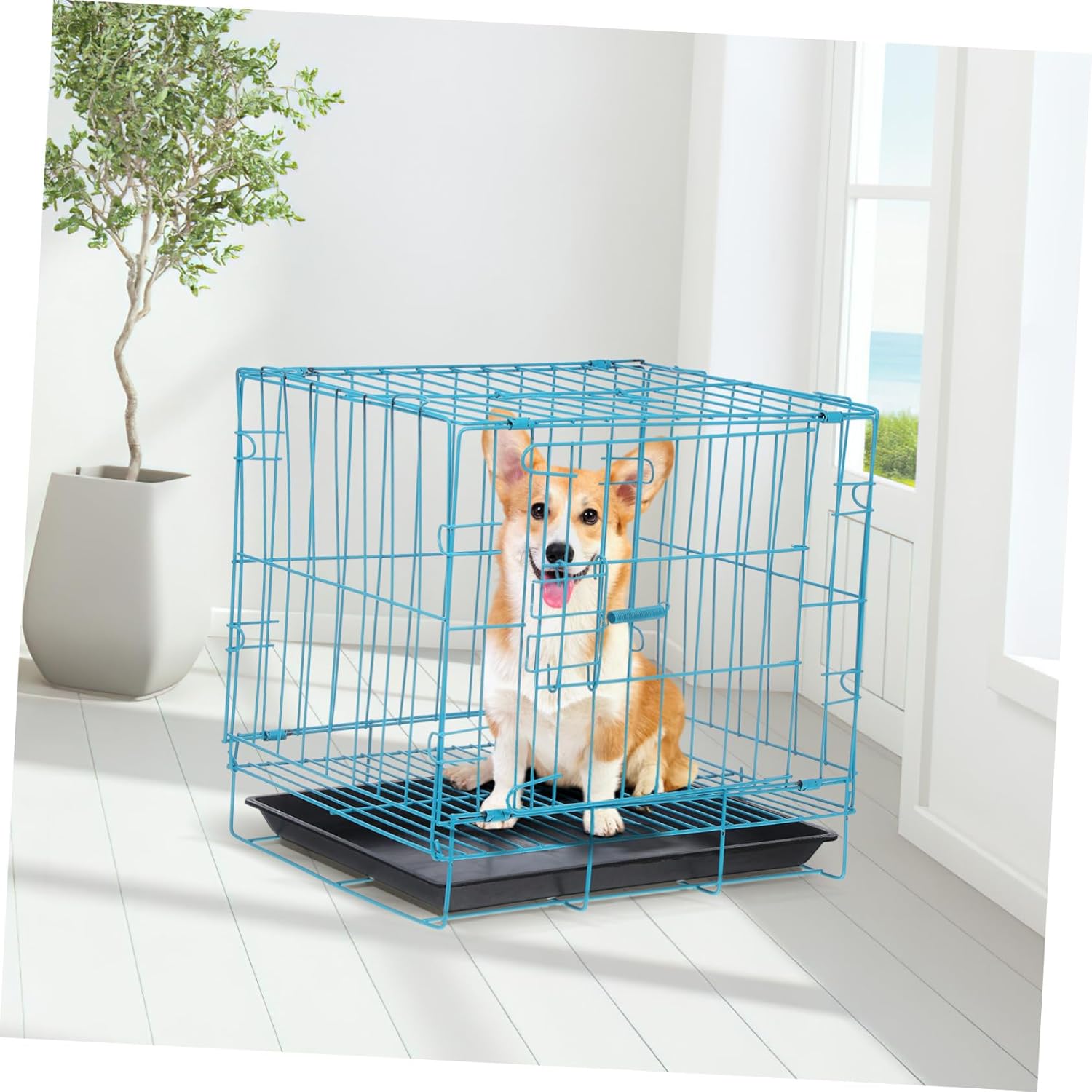 Folding Dog Cage Steel Pet Crate Indoor Rabbit Collapsible Crate for Small Medium Dogs