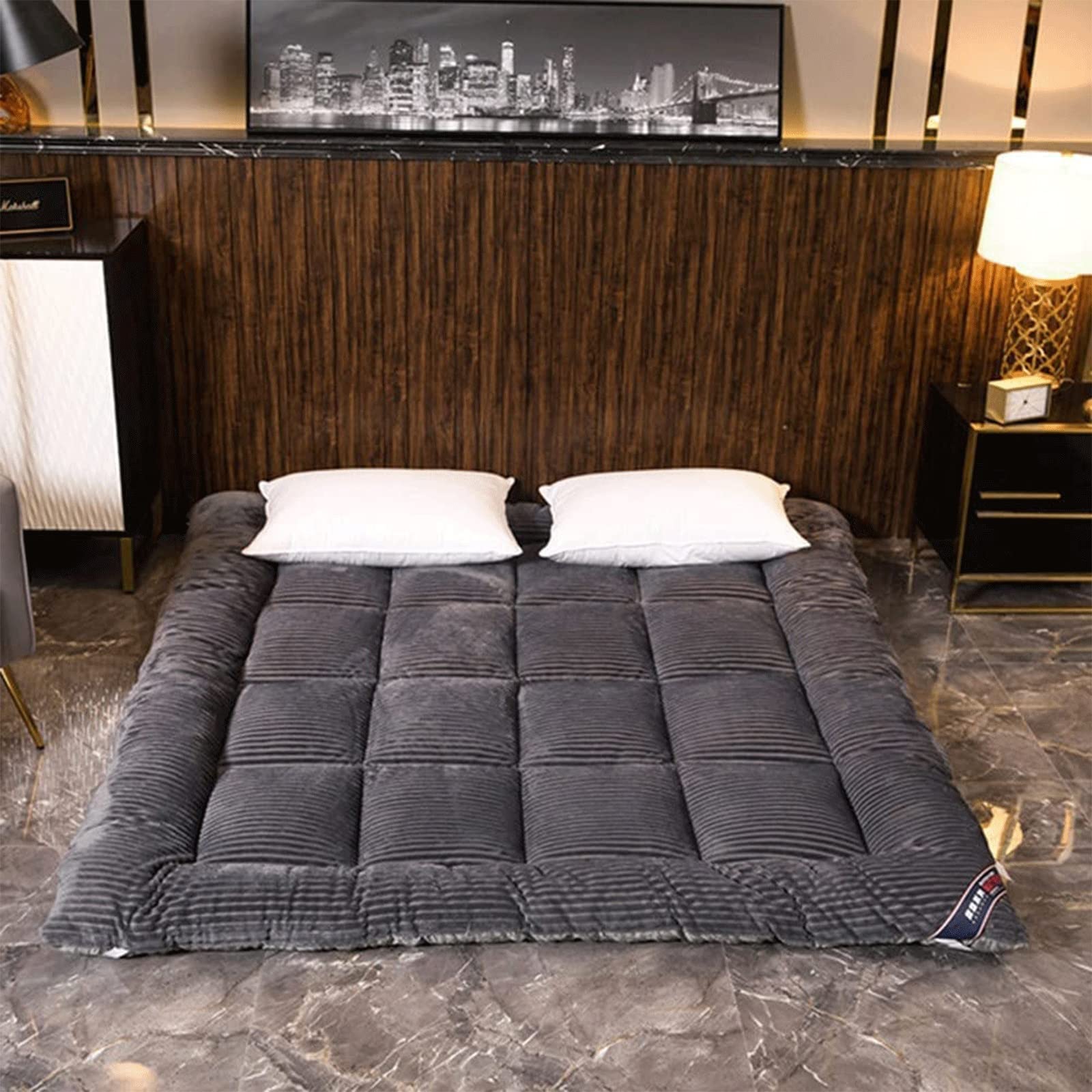 Cuscino da letto futon giapponese, materasso da pavimento, spesso pieghevole, arrotolabile, per campeggio, per adulti, rosa, 200 x 220 cm