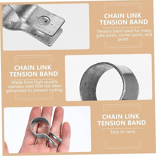 Miniatura 6 de Happyyami 10 Uds. Abrazadera de tubo de metal de esgrima de malla de alambre de acero galvanizado Banda de enlace de cadena Piezas de valla de
