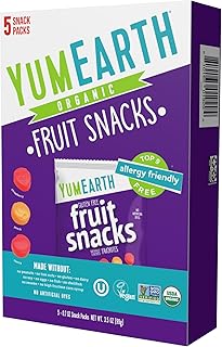YumEarth Organic Assorted Flavor Fruit Snacks - Allergy Friendly (Top 9 Free), No Artificial Dyes or Flavors, Non GMO, Gluten Free, Vegan Candy Snacks - 0.7 Ounce (Pack of 5) (3.5 Ounce Box (Pack of 5), Fruit)