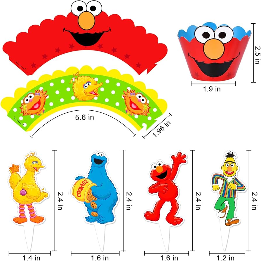 TMCCE Sesame Street Elmo Cupcake Toppers and Wrappers Elmo Cookie Monster Big Bird Birthday Party Supplies Favors Cake Decorations for Kids-48 Piece : Amazon.sg: Grocery tmcce-sesame-street-elmo-cupcake-toppers-and-wrappers-elmo-cookie-monster-big-bird-birthday-party-supplies-favors-cake-decorations-for-kids-48-piece-amazon-sg-grocery