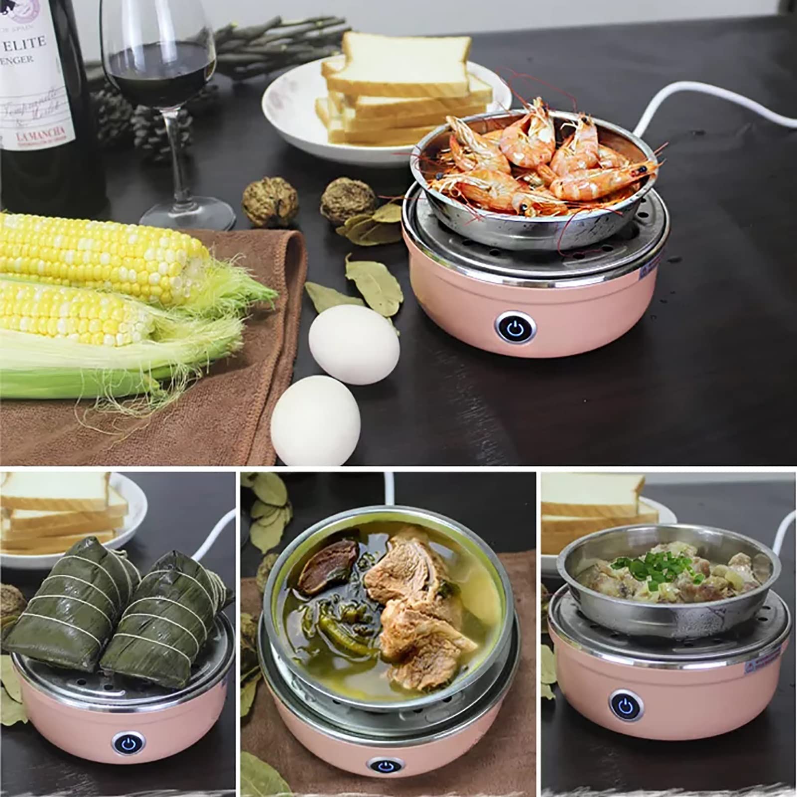 Hervidores para Huevos Mini caldera de vapores huevo eléctrico for el hogar acero inoxidable cocinera automática para Uso Diario(Jaune)
