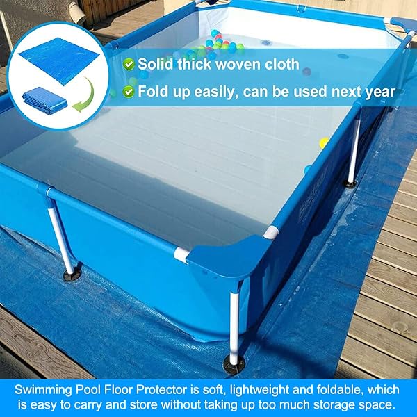 Pool Ground Cloth, Rectangular Swimming Pool Mat, Floor Protector Cloth for Paddling Pool and Inflatable Swimming Pools (200 * 300cm/78.74 * 118.11in) - 5