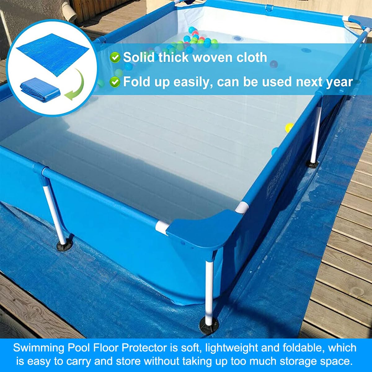 Pool Bodenplane, Rechteckig Pool Ground Tuch, Aufblasbarer Swimmingpool Bodenschutzplane für Aufstellpools & Rahmen Pool (250 * 450cm/98.43 * 177.17in)