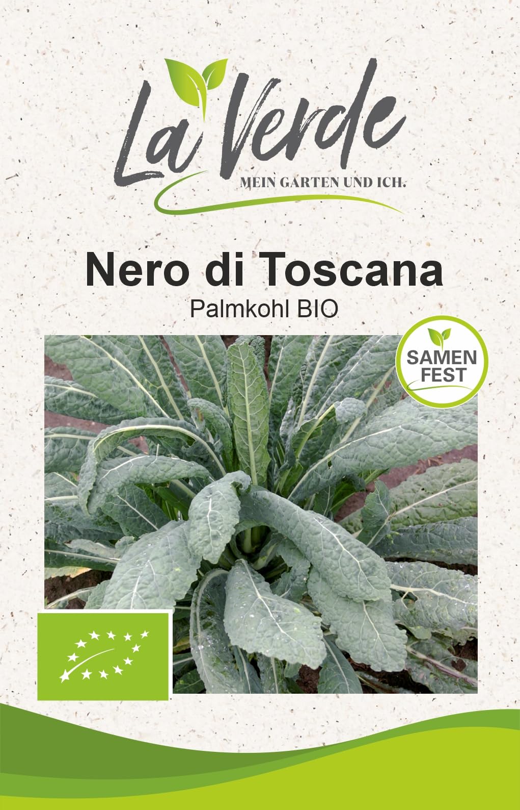 La Verde MEIN GARTEN UND ICH. Nero di Toscana BIO Palmkohl Samen für ca. 50 Pflanzen, Blattgemüse, würzig zart, Saatgut ohne Gentechnik