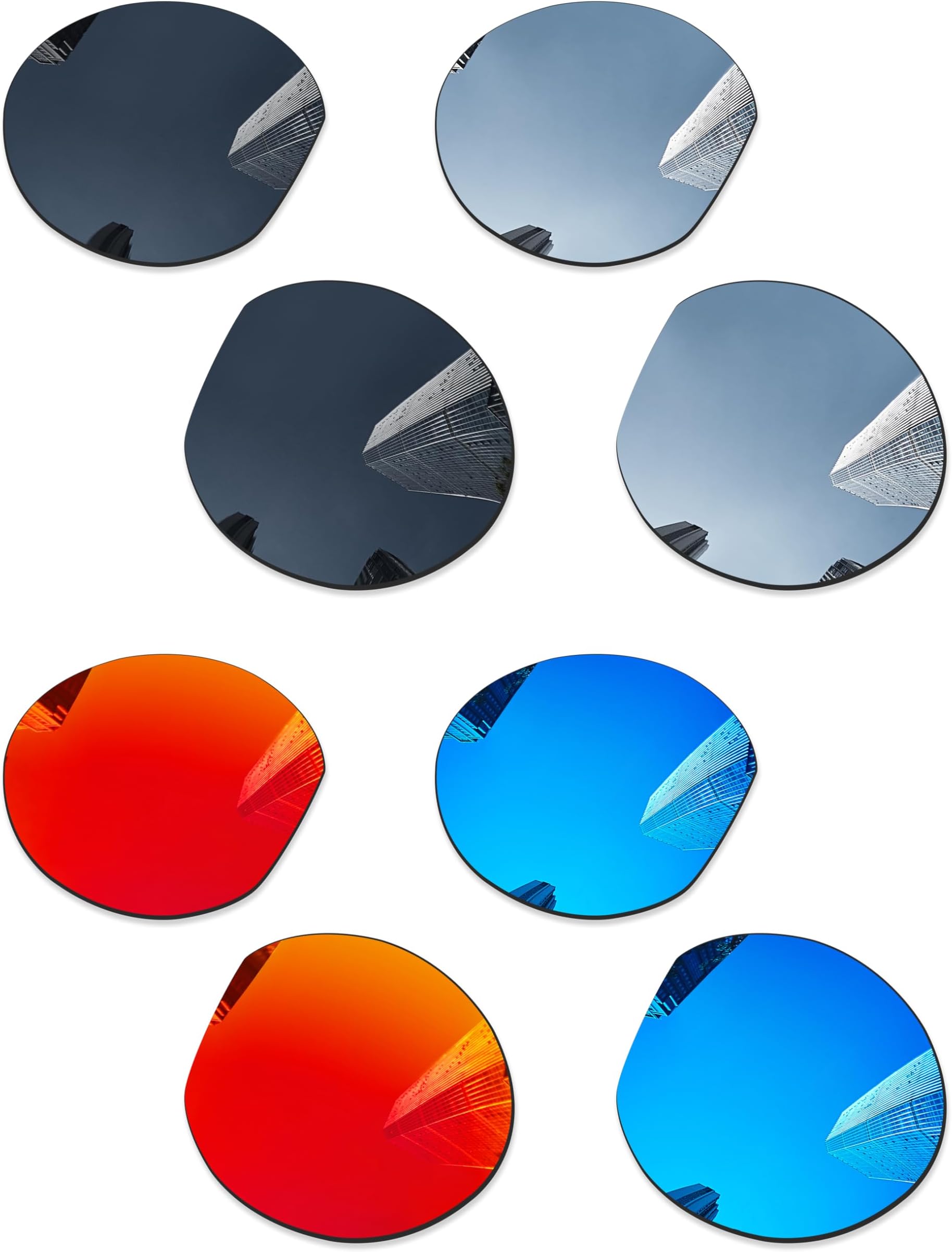 4 Pairs Ploarized Replacement Lenses for Oakley Meta HSTN Sunglasses - Black + Silver Titanium + Ice Blue + Fire Red