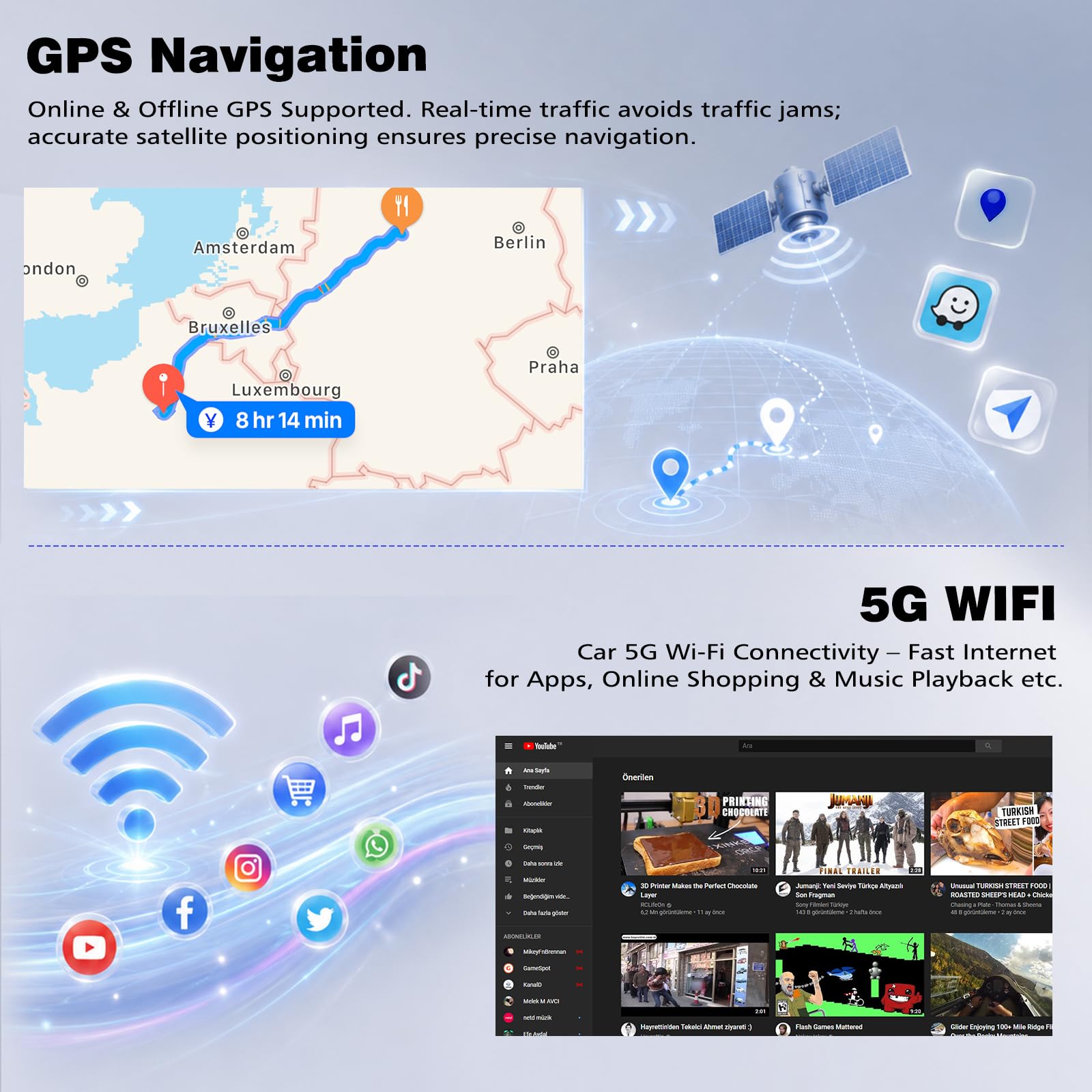 4+64GB Radio Android dla VW Golf 7 2013-2017, ekran dotykowy 9 cali z Bezprzewodowy CarPlay Android Auto, Nawigacja GPS, Bluetooth, RDS, FM, WiFi, Kamera cofania AHD
