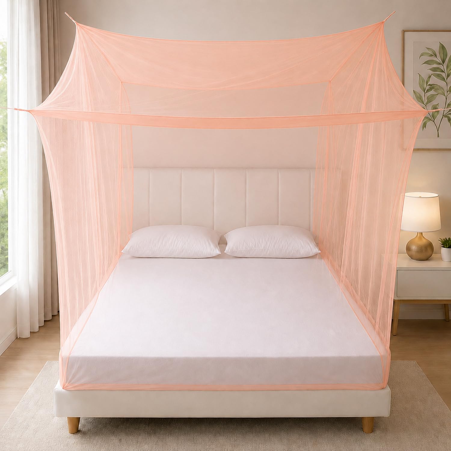 BENAVJI Foldable Machardani Single Bed Pure Cotton Mosquito net (Peach, 3.5FT X 6FT) | Strong, Breathable, Lightweight, Portable & Ideal for Daily Usage | Full Protection for Home & Travel-image-47