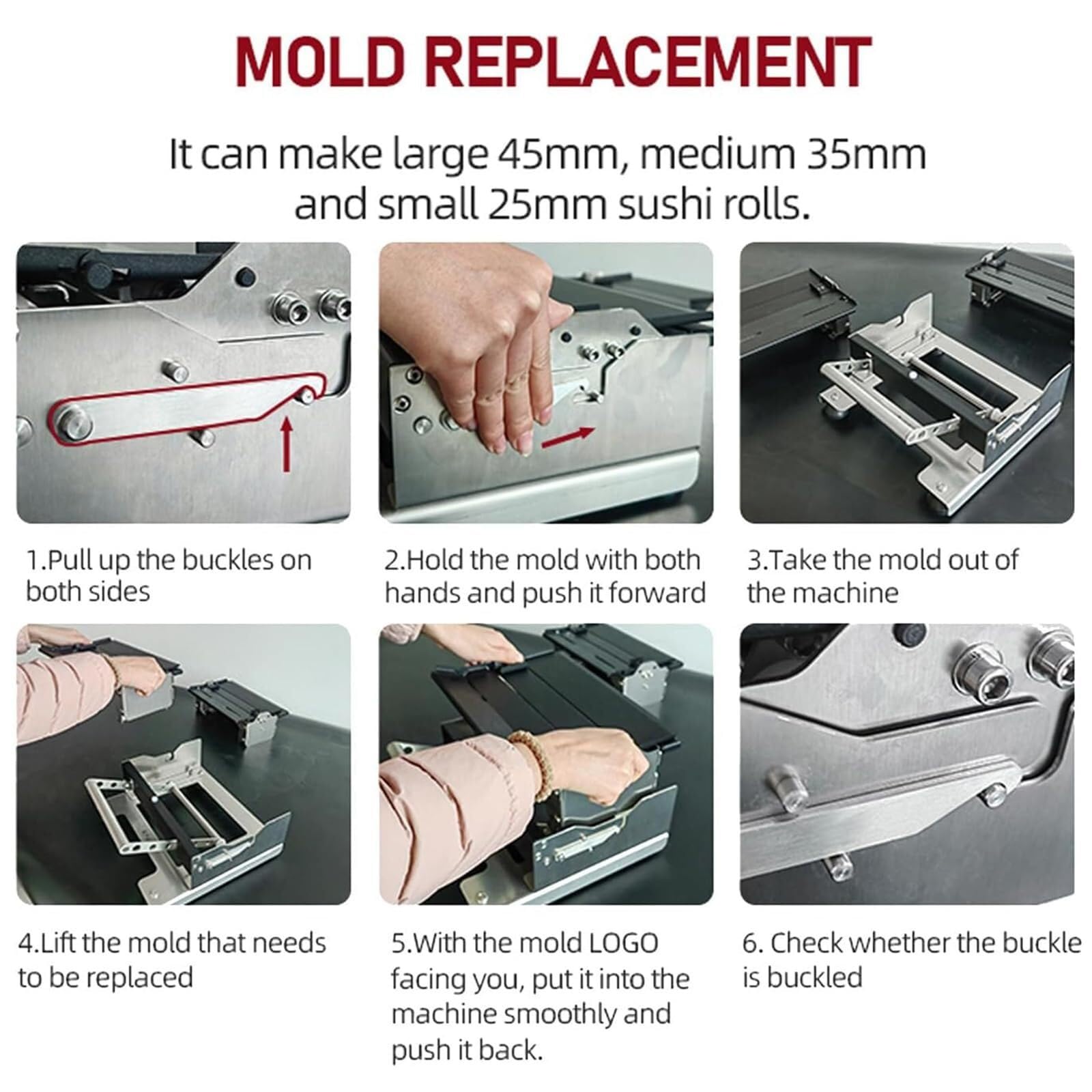 Sushi Rollschneider Maschine, Edelstahlschneider für präzises gleichmäßiges Schneiden, manueller Lebensmittelschneider für Sushi, Fleisch, Tofu, Gemüse