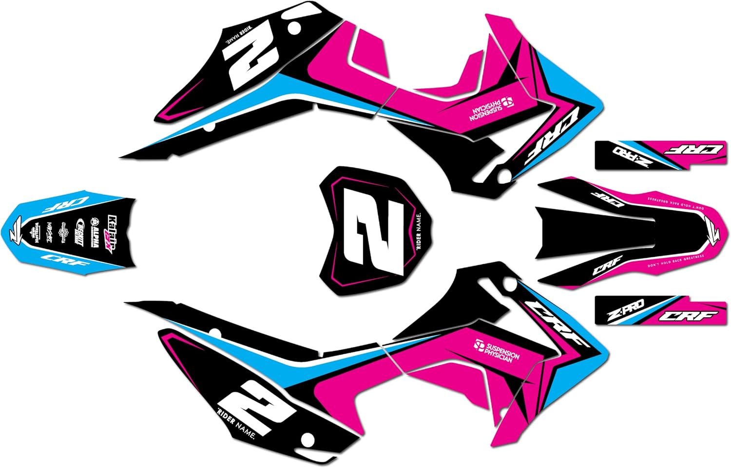Graphics Kit for Honda CRF110F (2013-2018) LIGHTNING Series Magenta 21 Mil - Pro Edition - Dirt pit bike motorcycle sticker, dirtbike racing decal motocross accessories no-plastics